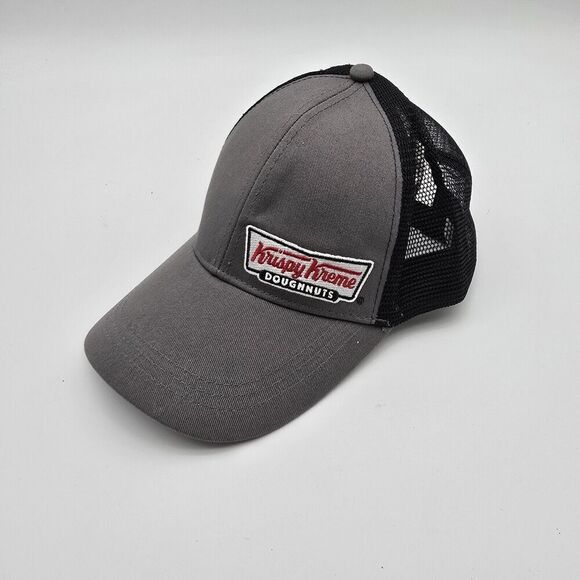 Krispy Kreme Hat Trucker Employee Snapback Cap Gray Embroidered Uniform Black - Picture 1 of 7